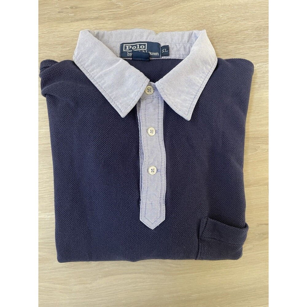 Polo by Ralph Lauren Polo Shirt Cotton Knit Navy Men XL Short Sleeve Pocket Vtge